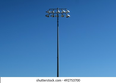 Lights At Typical American High School Football Stadium