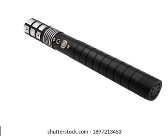 Lightsaber Or Laser Sword Isolated On A White Background. Saber Handle Without Color Beam.