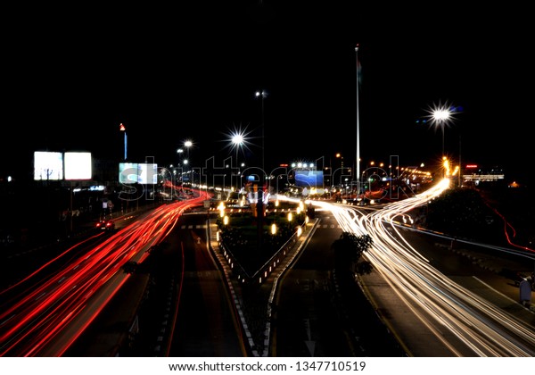 Lighttrail photo clicked at Surat, India in the\
night time