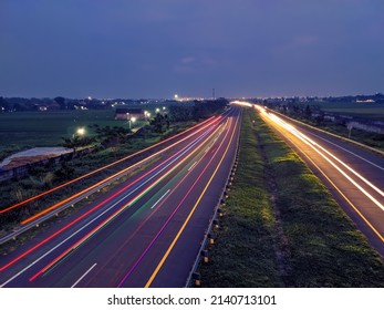 A lighttrails photo in the highway.