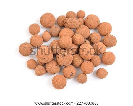 Lightweight expanded clay aggregate or exclay isolated on white background.