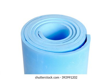 Lightweight Foam Camping Pad Roll Isolated On White