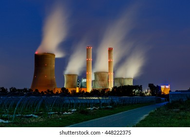 Lignite Power Plant At Night