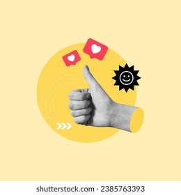 Like Hand, Human Hand, Approval Sign, Like Icon, Composite Image, Abstract, Halftone, Image Based Social Media, Poster, Thumb Up, Like Button, Clip Art, Social Network Icon, Social Networking, Modern 
