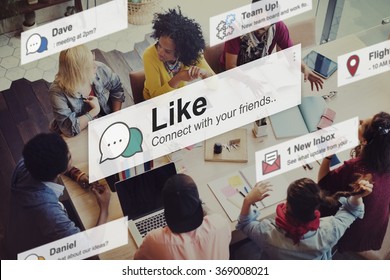 Like Share Social Media News Feed Concept - Shutterstock ID 369008021