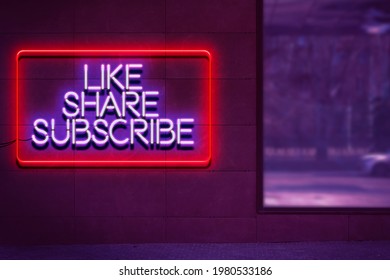 like share and subscribe neon sign on the wall, concept of online media trends - Powered by Shutterstock