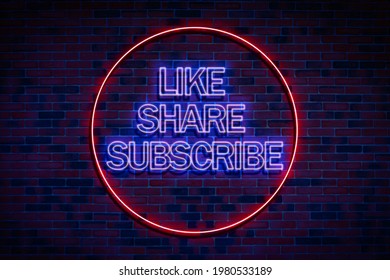 like share and subscribe neon sign on the wall, concept of online media trends - Powered by Shutterstock