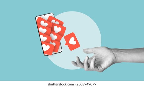 Likes fall down to the open hand. Social media influence, popularity and digital marketing