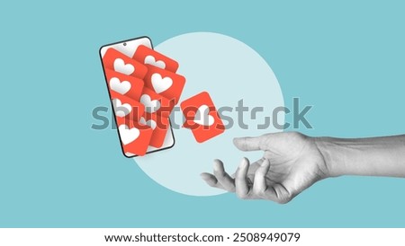 Likes fall down to the open hand. Social media influence, popularity and digital marketing