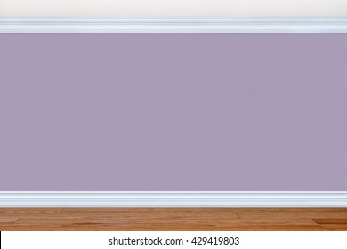 Lilac Bedroom Wall With Baseboard And Crown Molding