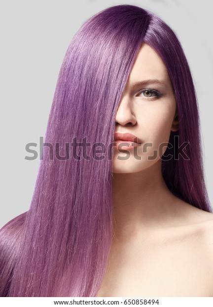 Lilac Color Trendy Hairstyle Ideas Young Stock Photo Edit Now