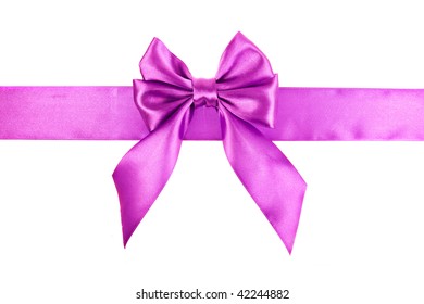 Purple Ribbon Bow Isolated On White Stock Photo (Edit Now) 194001068 ...