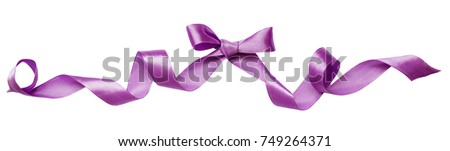 Lilac silk ribbon bow isolated on white