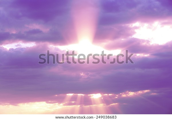 Lilac sky background with clouds