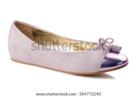 Lilac women shoe isolated on white background.