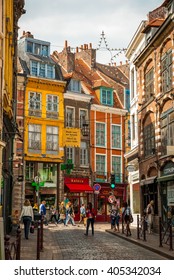 LILLE, FRANCE - JUNE 15: Busy Street In Lille Downtown In Sunny Summer Day In June 15,2015