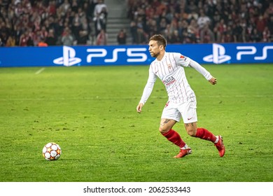 Lille, France - October 20 2021: Papu Gomez In Action During LOSC Lille - Sevilla FC UEFA Champions League Football Match At Stade Pierre Mauroy