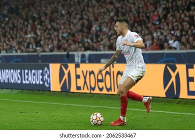 Lille, France - October 20 2021: Lucas Ocampos In Action During LOSC Lille - Sevilla FC UEFA Champions League Football Match At Stade Pierre Mauroy