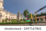 Lima City hall timelapse hyperlapse, municipality of Miraflores near to Kennedy park. Traffic on the street. Lima, Peru