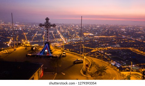 LIma City From San Cristobal Hill At Sunset.