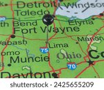 Lima, Ohio marked by a black map tack. The City of Lima is the county seat of Allen County, OH.