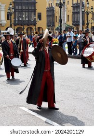 Lima, Peru - 22.03.2020: Cymbal Player At A Parade In Lima