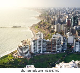 LIMA, PERU: Aerial view of Miraflores town in Lima, peru.