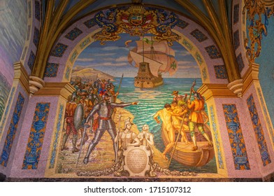 LIMA, PERU - JULY 12, 2018: Mosaic Tiles Roof In The Tomb Chapel Of Francisco Pizarro, Conquerer Of The Inca Empire, In The Metropolitan Cathedral Of Lima.