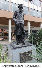 Lima Peru, July 2018: Monument To César Vallejo, A Peruvian Poet Recognized Worldwide, In The Central Streets Of Lima, Peru.