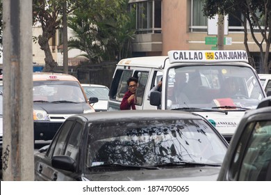 Lima, Peru - June 18, 2015: The World Health Organization Named Lima, A City Of Over Nine Million, Of Having The Worst Air Pollution Of All Latin American Cities Due To An Aging Fleet Of Vehicles. 