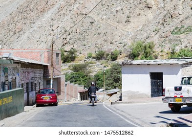 LIMA, PERU - JUNE 29, 2019 : Landscape Of One Of The Streets Of Capillucas Belonging To The Province Of Yauyos In The Lima Region