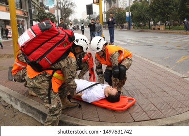 LIMA/Peru, May 31 2019, Earthquake Drill In Miraflores District Of Lima