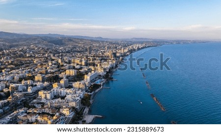 Limassol Coastline from above, drone view, 2020, Cyprus