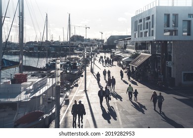 Limassol, Cyprus - December 08, 2019: View of Limassol Old Port embankment