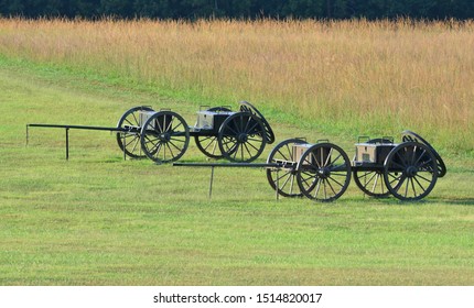 Limbers And Caissons At Manassas, The First Battle Of The Bull Run.
