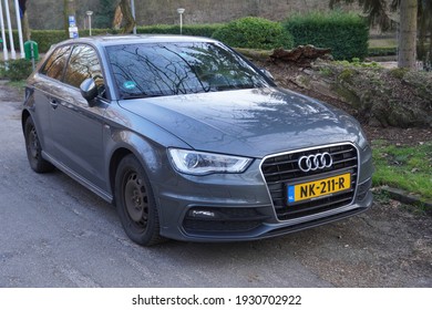 Limburg,Netherland-March 06,2021: Audi A3 In Bronze Color, Is A Small Family Or Subcompact Executive Car Manufactured And Marketed Since The 1990s 