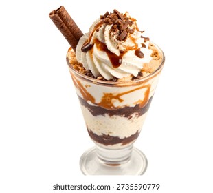 Lime Coffee Ice Cream Float with Light Brown Color and Green Lime Garnish, Fusion Dessert isolated on white background