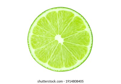 Lime cut  isolated on a white background with clipping path, element of packaging design. 