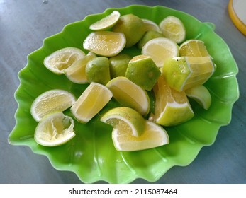 Lime cuts ready to squish to make lemonade