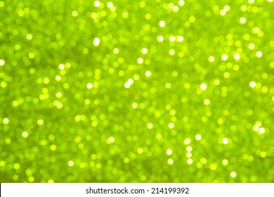 Lime Green Abstract Blur Bokeh Lights. Defocused Background.