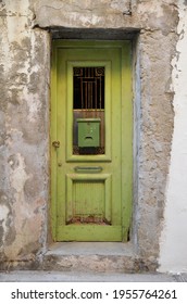 Lime Green Color Old Rustic Door