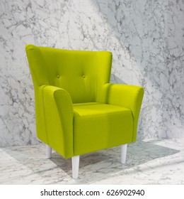 Lime Green Soft Vintage Armchair In The Marble Room