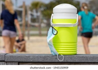 Lime Green Water Jug With Mask For Girl's Beach Volleyball Game