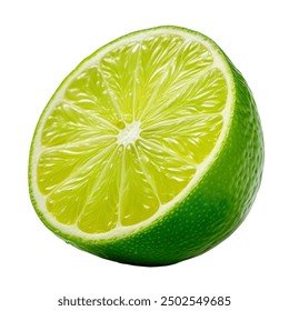 Lime has water drop with lime slices and flower collection isolated on white background. Clipping path.