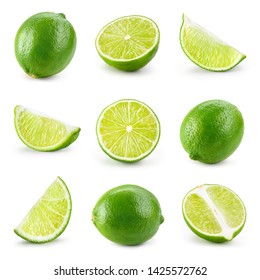 Lime isolated. Lime half, slice, piece isolate on white. Lime set. - Shutterstock ID 1425572762