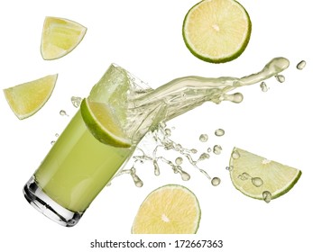 Lime Juice Splash From A Glass