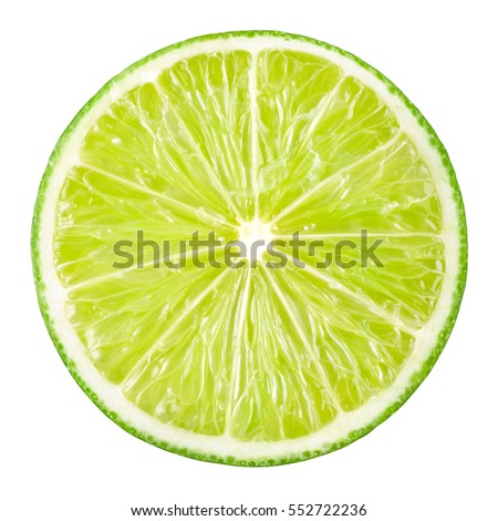 Lime slice. Fruit isolated on white background. With clipping path.