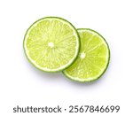 Lime slice isolated on white background with clipping path. Top view.