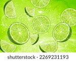 lime slice in water soda background