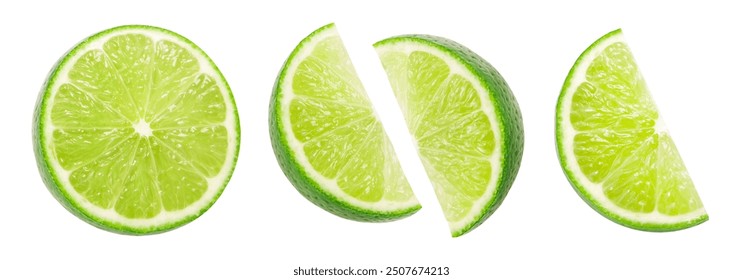 Lime slices collection isolated on white background. Clipping path. - Powered by Shutterstock